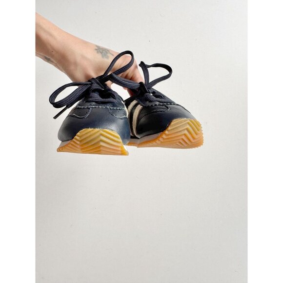 Kids' BABY GAP Navy Blue Leather White Striped Sneakers, Size 5 - Picture 5 of 12